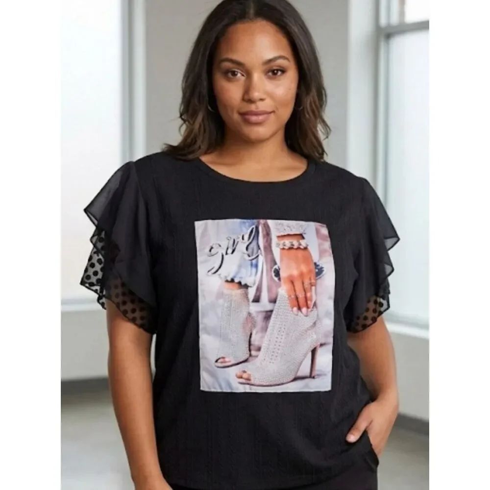 A Love Story Top Sz XL Black W/Graphic print
